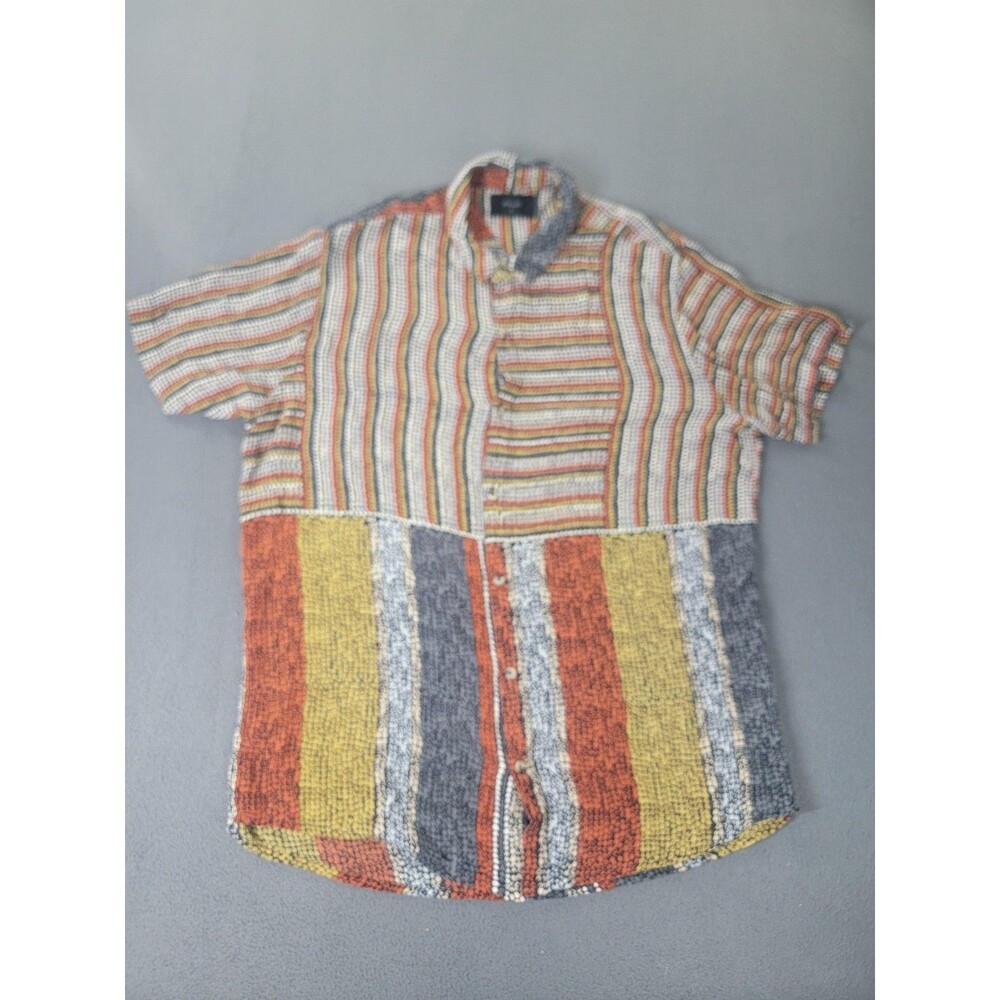 Rolla's Shirt Mens XL Multicolor Stripe Dot Print Button Front Casual Resort